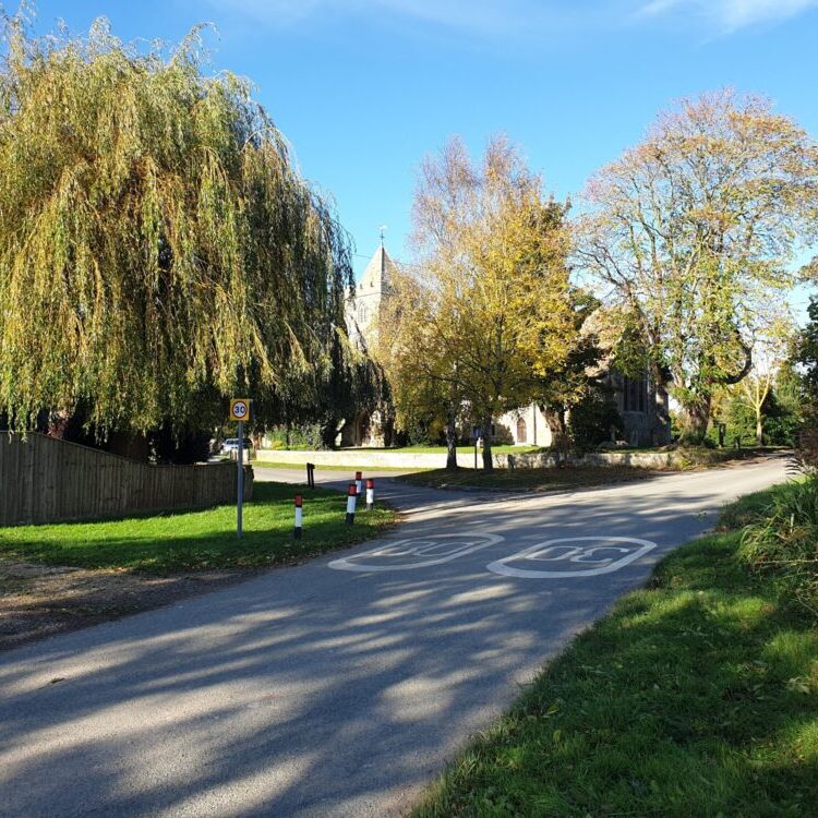 The church in the background