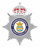 Cambridgeshire Constabulary Police Badge Cambridgeshire Constabulary police badge with crown and crest on a starburst background.